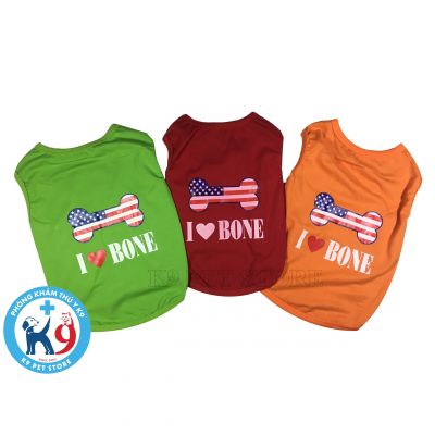 Áo thun I Love Bone cho chó, mèo
