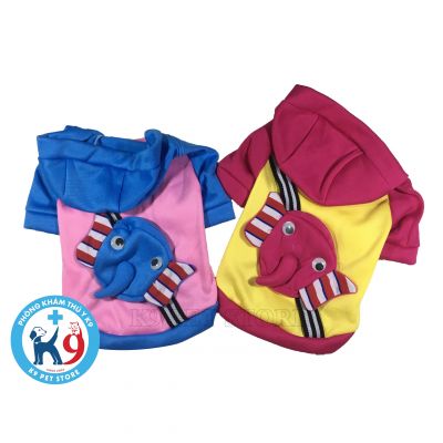 Áo nỉ hình con voi có túi, nón cho chó, mèo