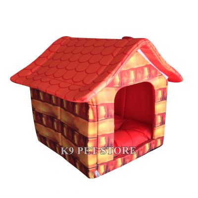 Nhà mái ngói đỏ cho chó, mèo (38*38*50)