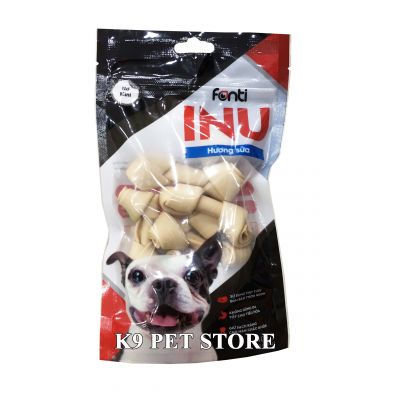 Xương gặm hình nơ Fonti Inu cho chó vị sữa gói 100g (6 miếng)