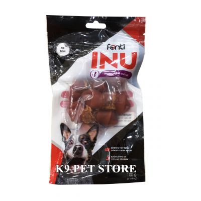 Xương gặm hình nơ Fonti Inu cho chó vị BBQ quấn gà gói 100g (6 miếng)