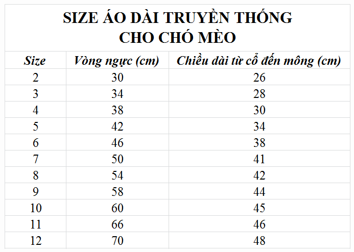 size áo dài