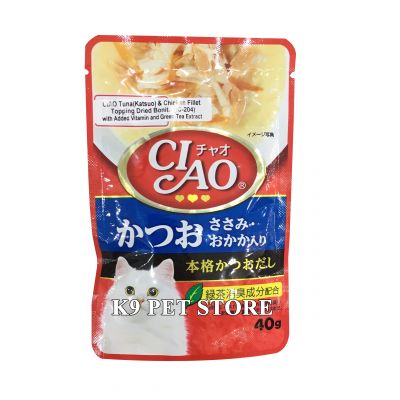 [IC-204] Pate Ciao cho mèo vị Tuna (Katsuo) & Chicken Topping Dried Bonito 40g