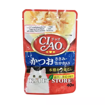 [IC-204] Pate Ciao cho mèo vị Tuna (Katsuo) & Chicken Topping Dried Bonito 40g