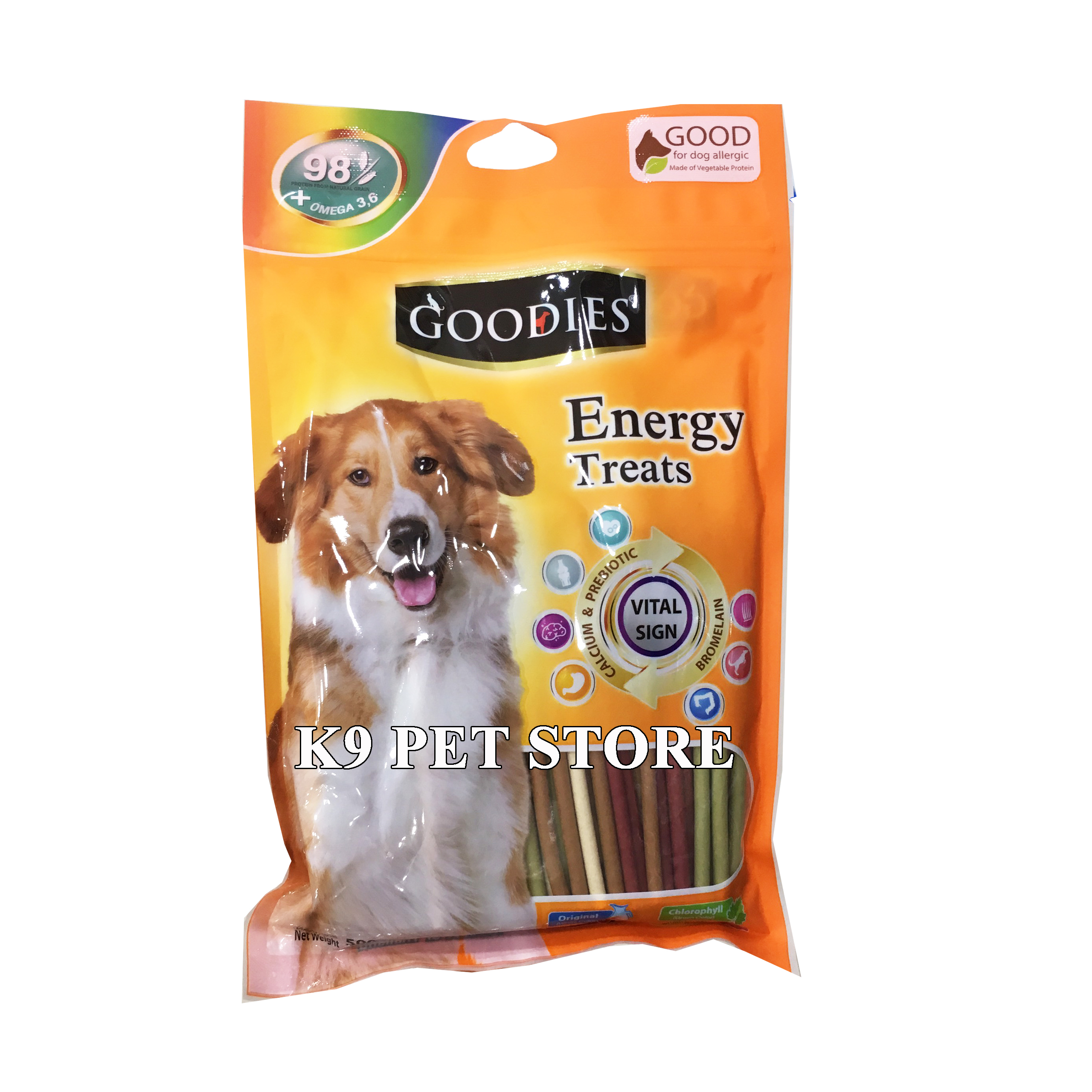 Xương nhai sạch răng Goodies gói 500gr (que tròn mềm tổng hợp)