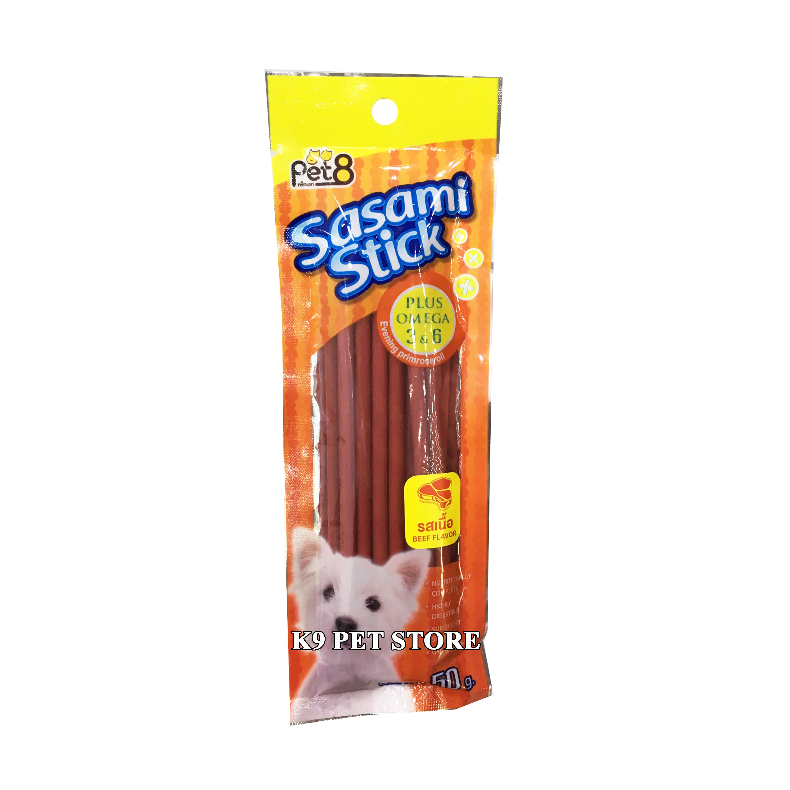 Bánh thưởng cho chó Pet8 - Sasami Stick vị Beef (Bò) 50g