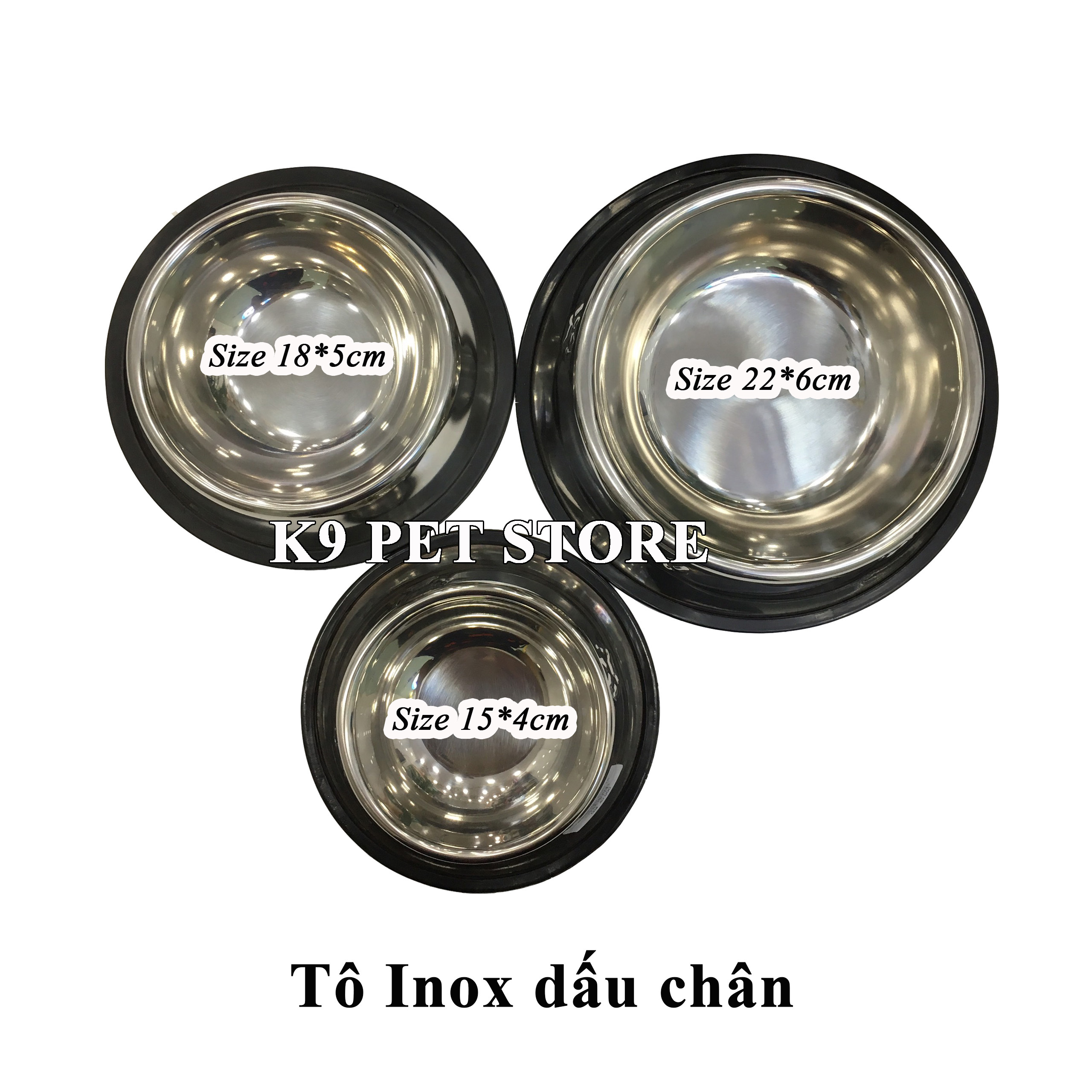 Tô Inox dấu chân size S 15*4cm