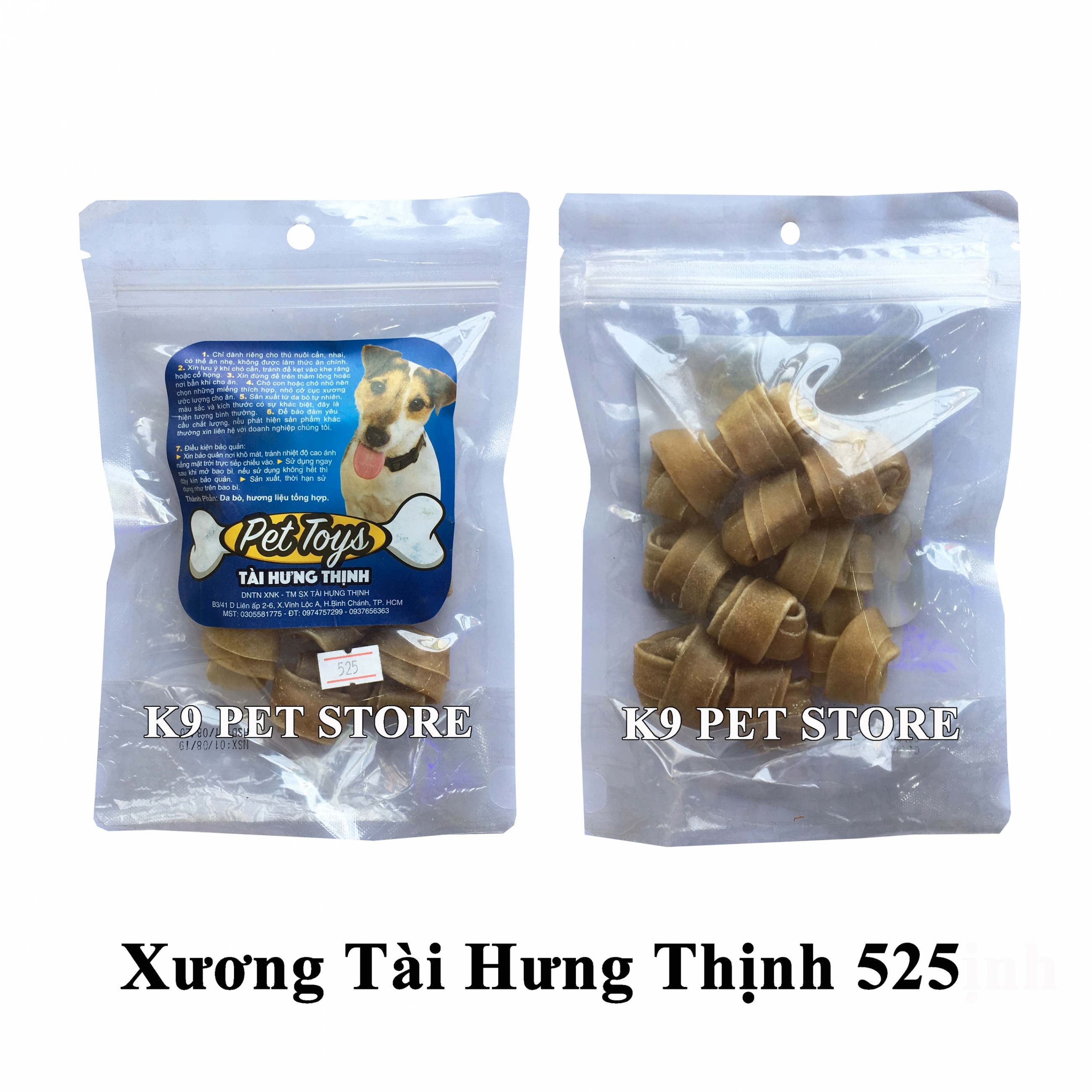 Xương gặm da bò cho chó hiệu Tài Hưng Thịnh 525 (VNXK)