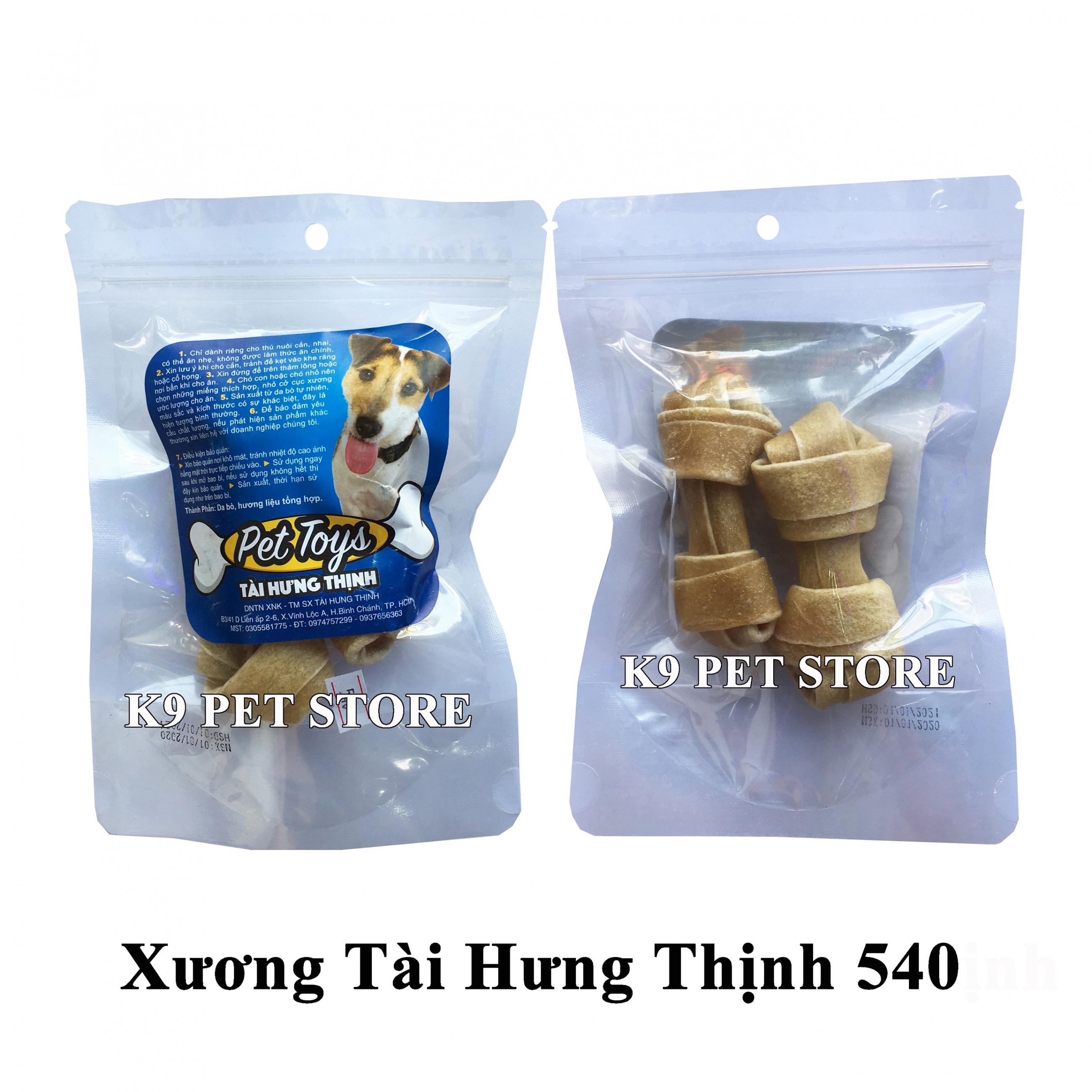 Xương gặm da bò cho chó hiệu Tài Hưng Thịnh 540 (VNXK)