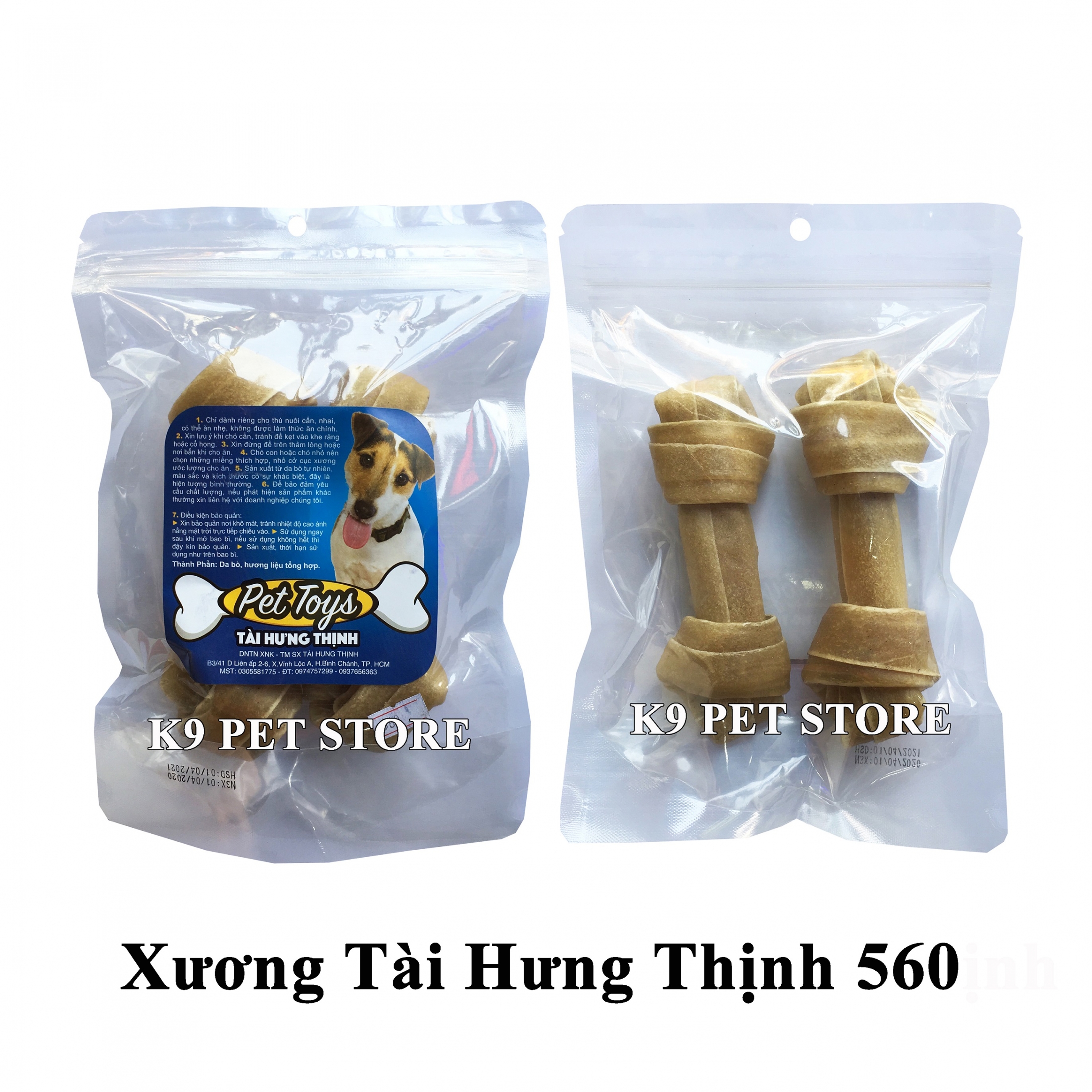 Xương gặm da bò cho chó hiệu Tài Hưng Thịnh 560 (VNXK)