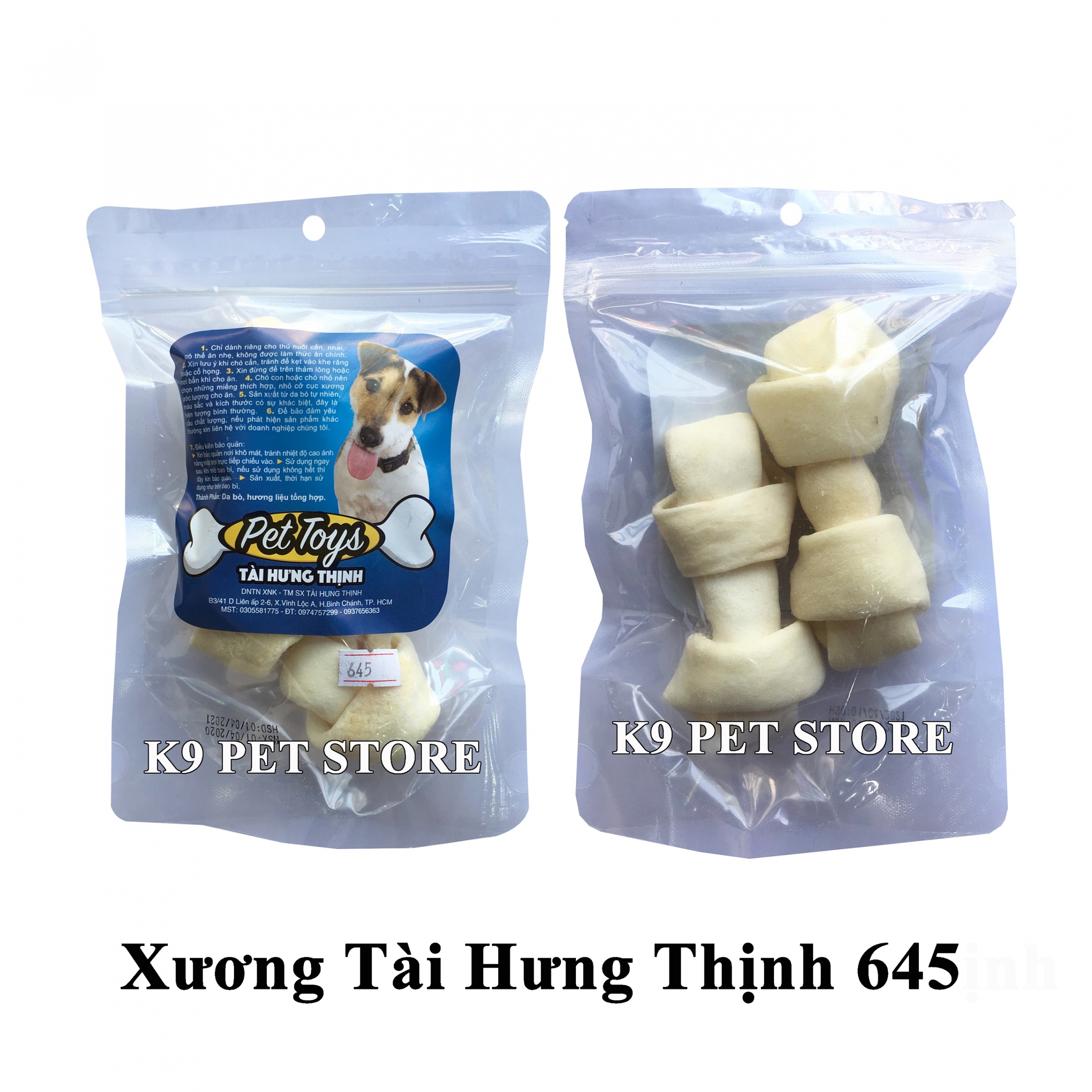 Xương gặm da bò cho chó hiệu Tài Hưng Thịnh 645 (VNXK)