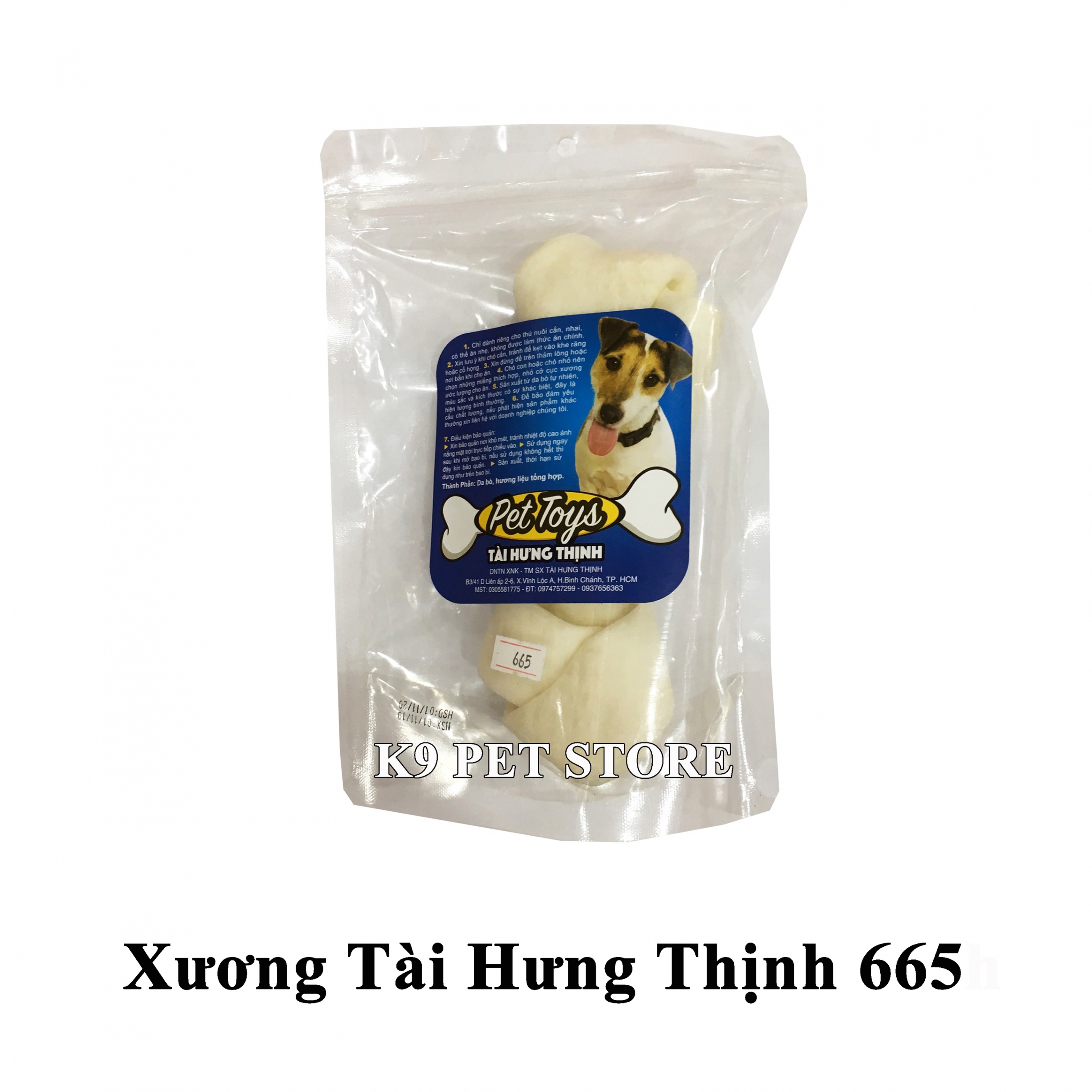 Xương gặm da bò cho chó hiệu Tài Hưng Thịnh 665 (VNXK)