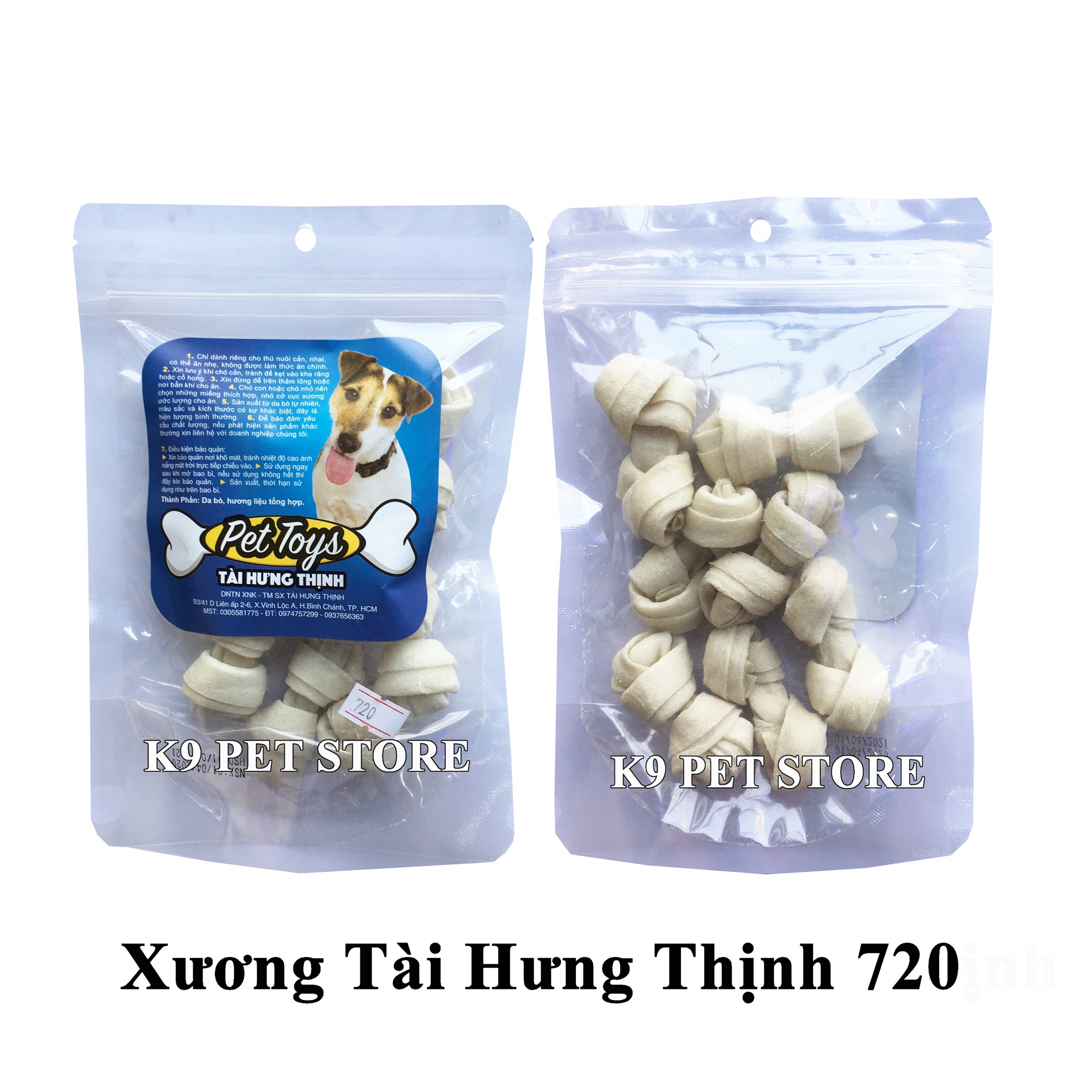 Xương gặm da bò cho chó hiệu Tài Hưng Thịnh 720 (VNXK)