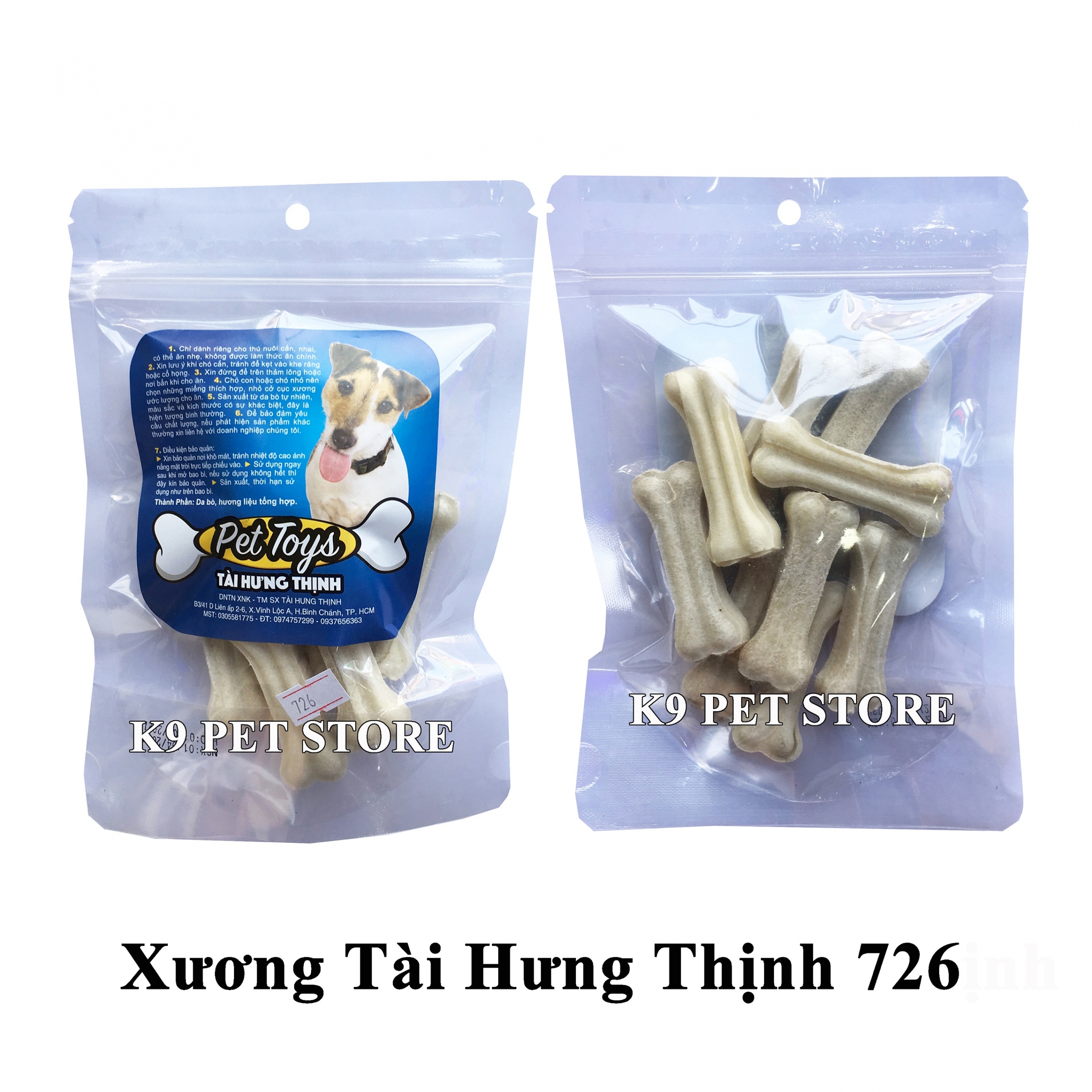 Xương gặm da bò cho chó hiệu Tài Hưng Thịnh 726 (VNXK)