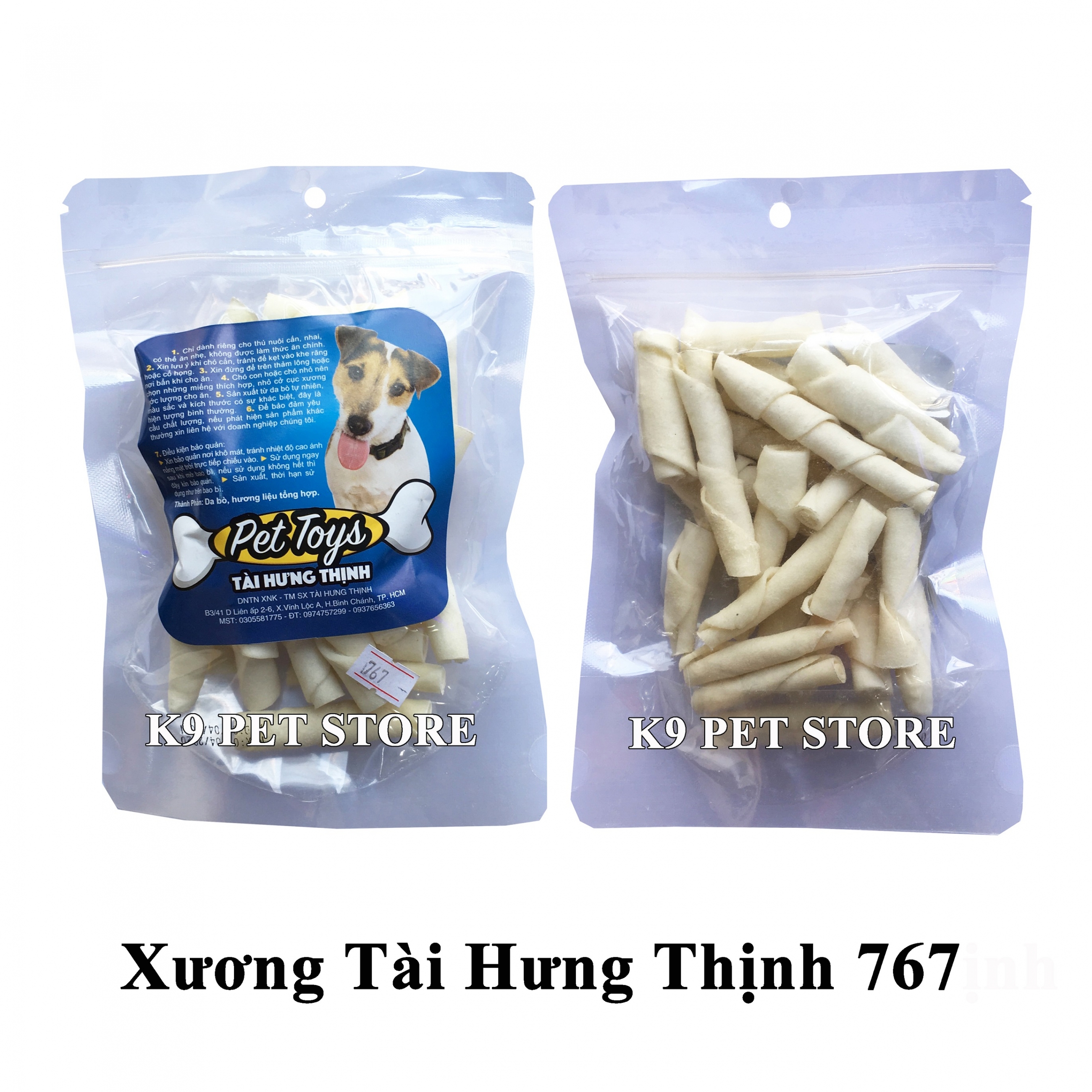 Xương gặm da bò cho chó hiệu Tài Hưng Thịnh 767 (VNXK)