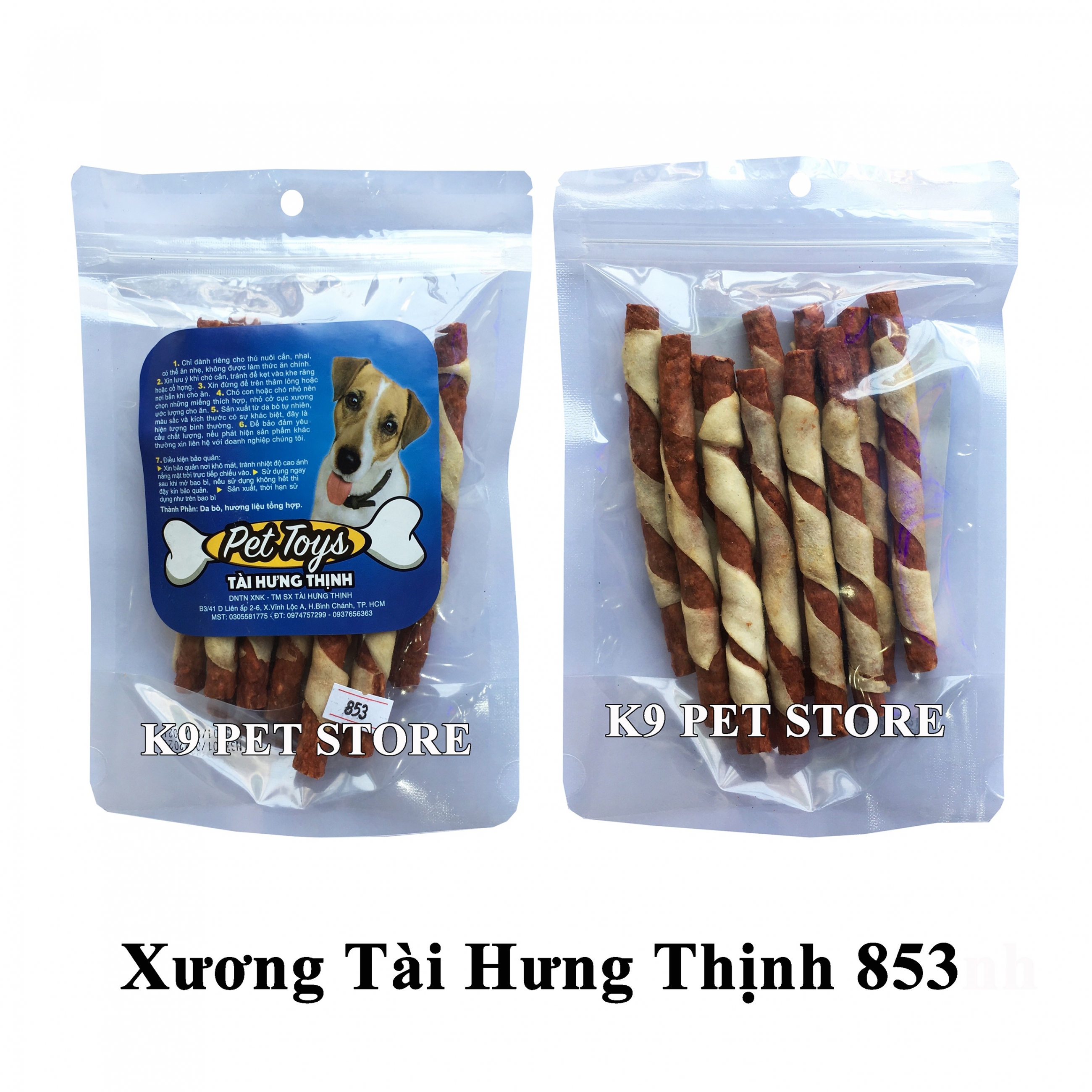 Xương gặm da bò cho chó hiệu Tài Hưng Thịnh 853 (VNXK)