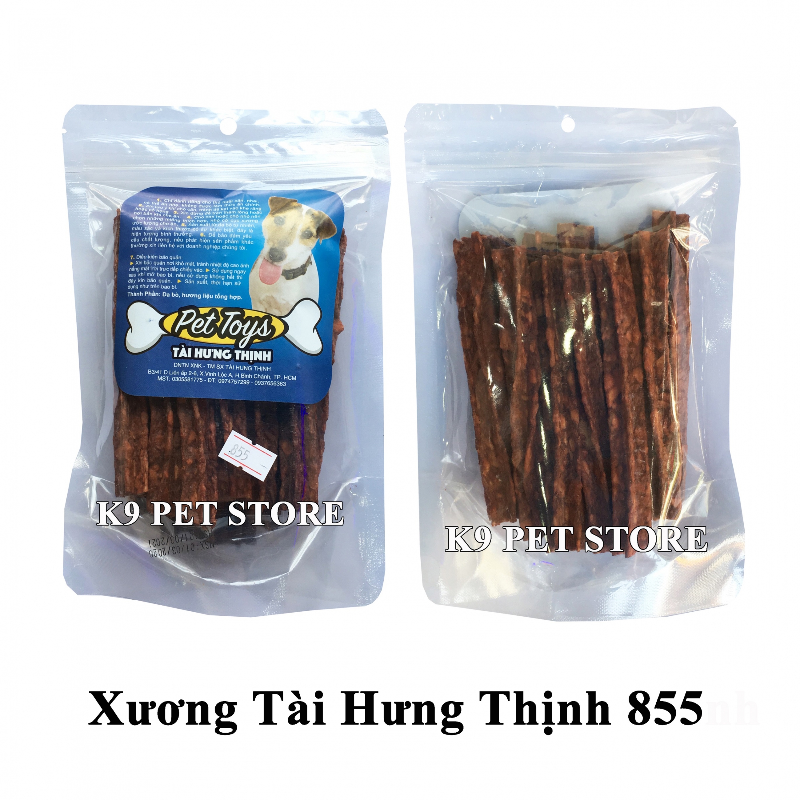 Xương gặm da bò cho chó hiệu Tài Hưng Thịnh 855 (VNXK)