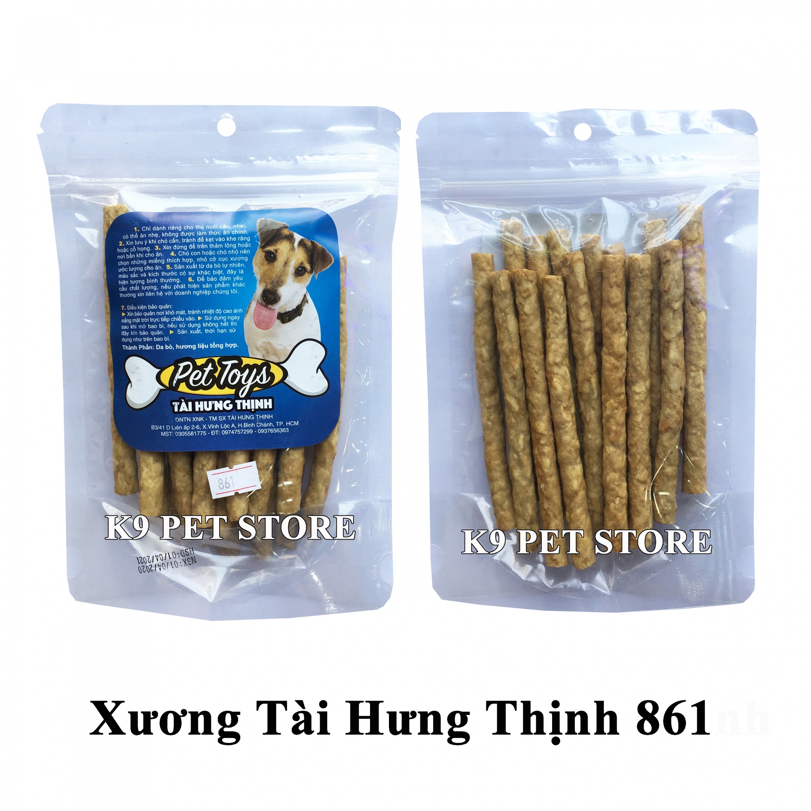 Xương gặm da bò cho chó hiệu Tài Hưng Thịnh 861 (VNXK)