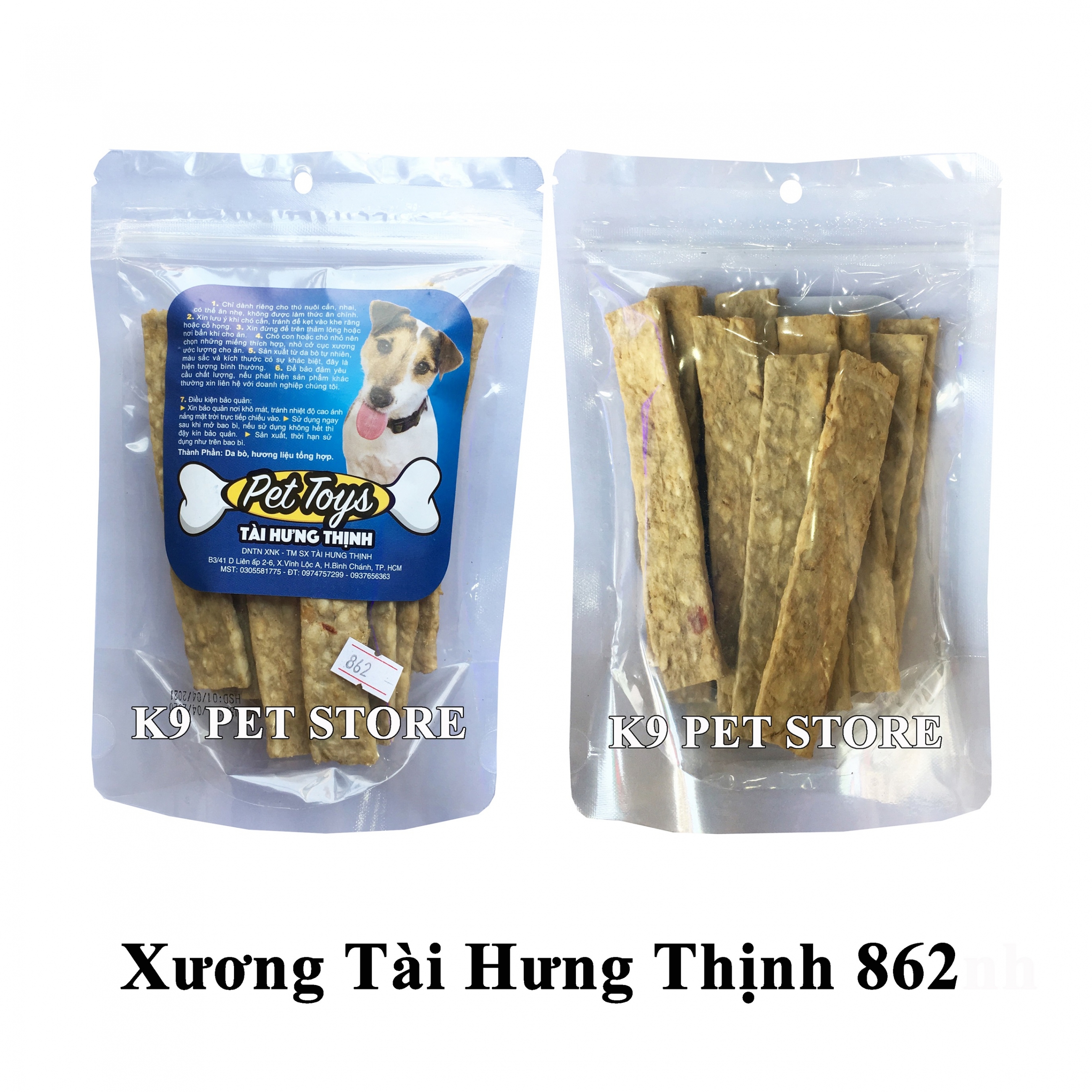 Xương gặm da bò cho chó hiệu Tài Hưng Thịnh 862 (VNXK)