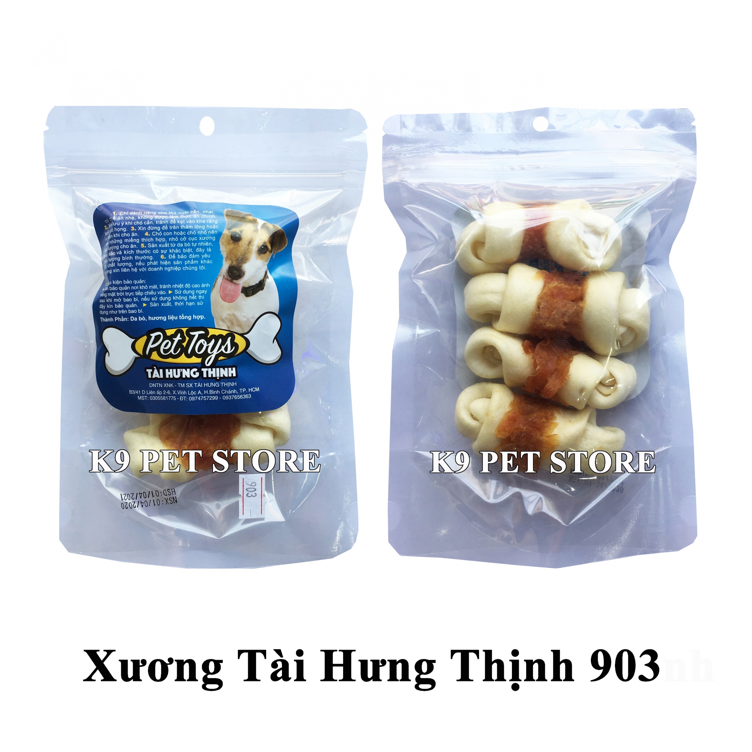 Xương gặm da bò cho chó hiệu Tài Hưng Thịnh 903 (VNXK)