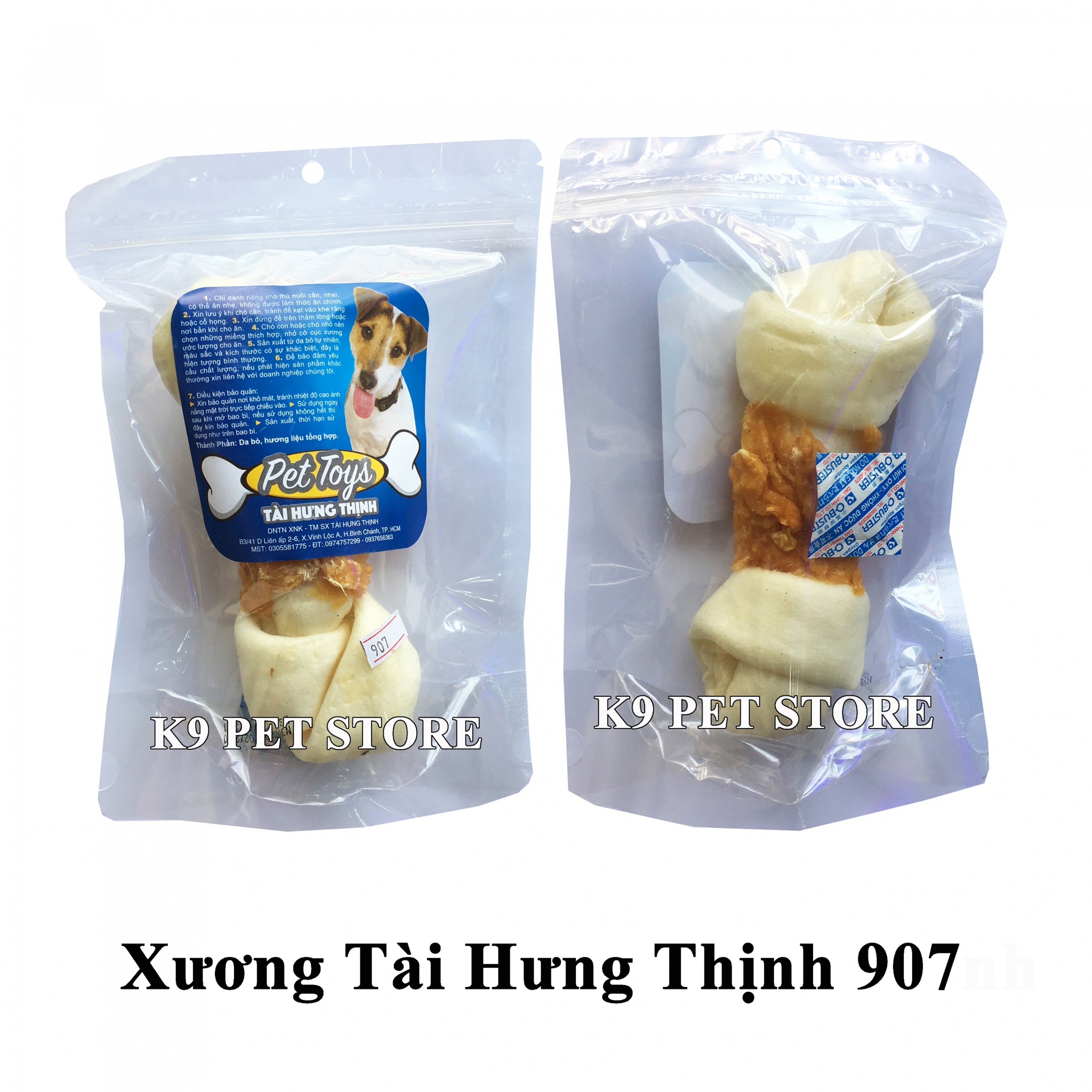 Xương gặm da bò cho chó hiệu Tài Hưng Thịnh 907 (VNXK)