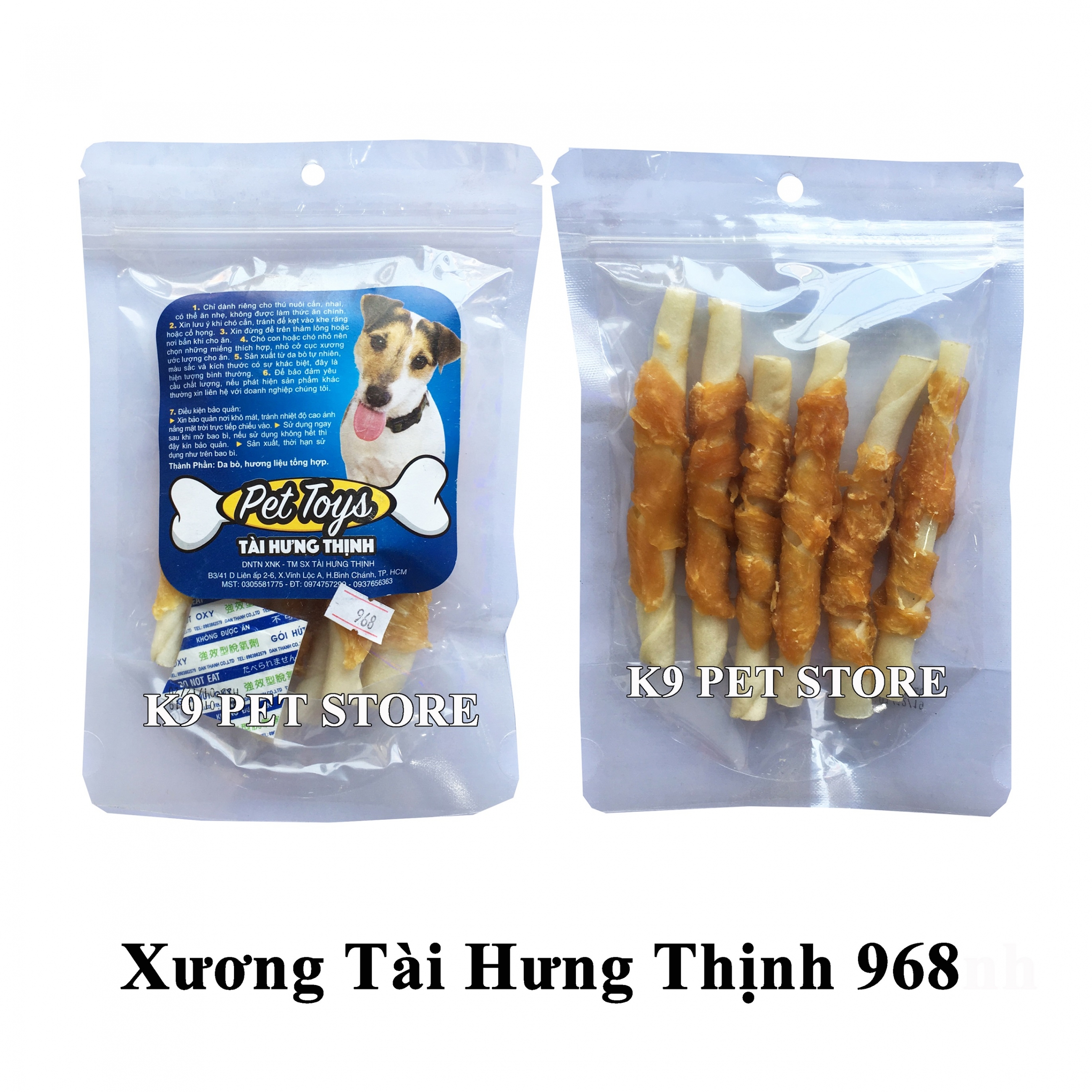 Xương gặm da bò cho chó hiệu Tài Hưng Thịnh 968 (VNXK)