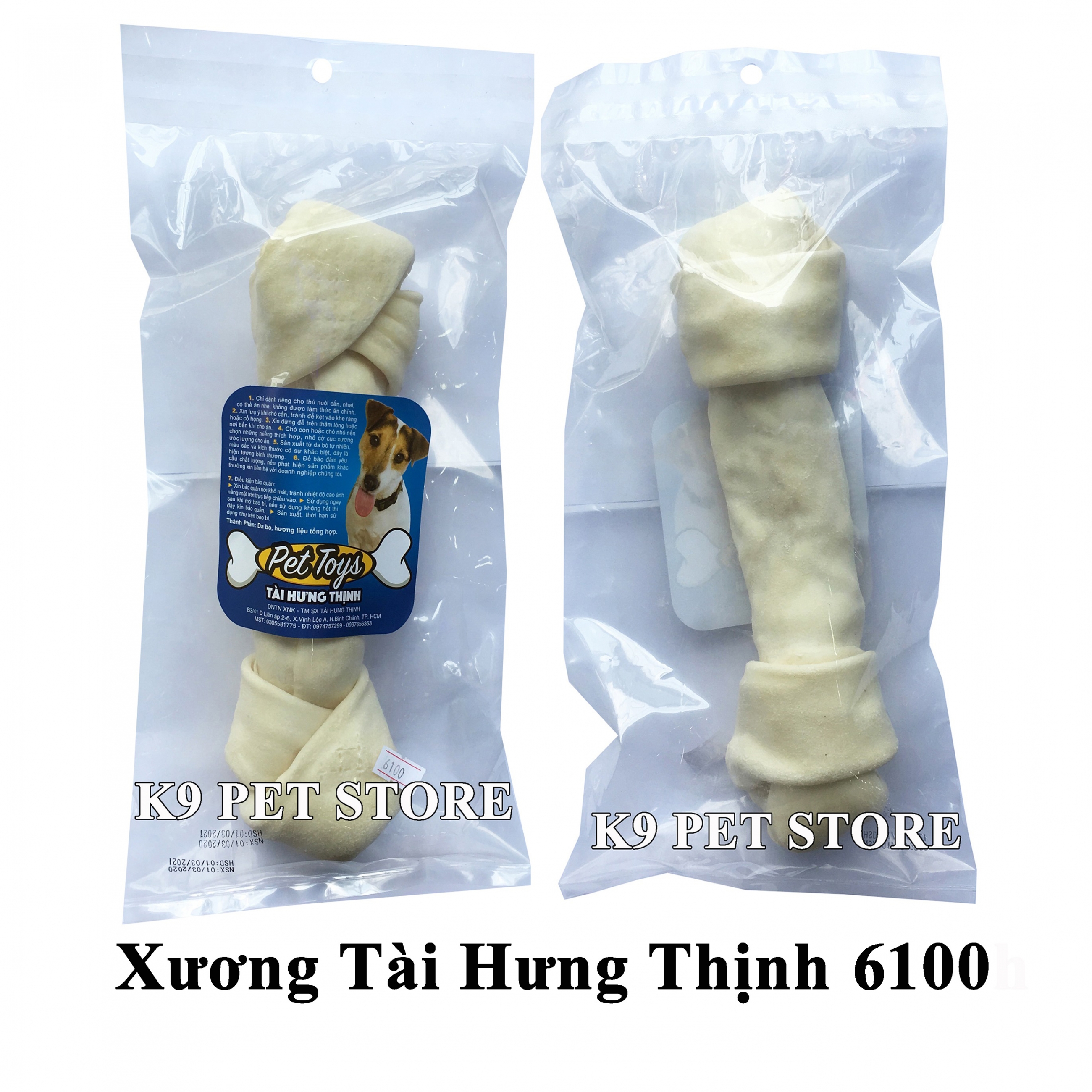 Xương gặm da bò cho chó hiệu Tài Hưng Thịnh 6100 (VNXK)