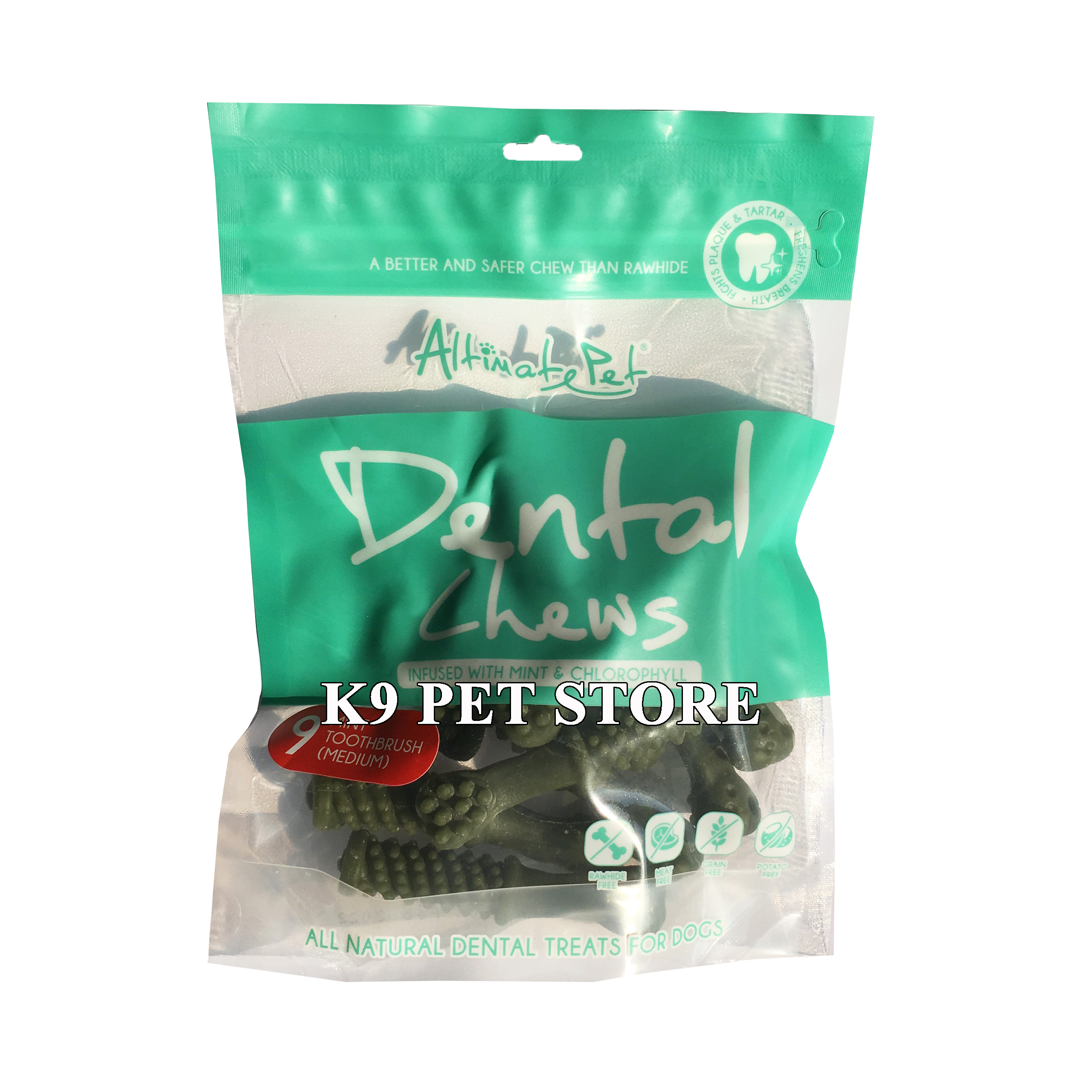 Xương Sạch Răng Altimate Pet Dental Chews (Bàn chải vị bạc hà 9 xương medium)