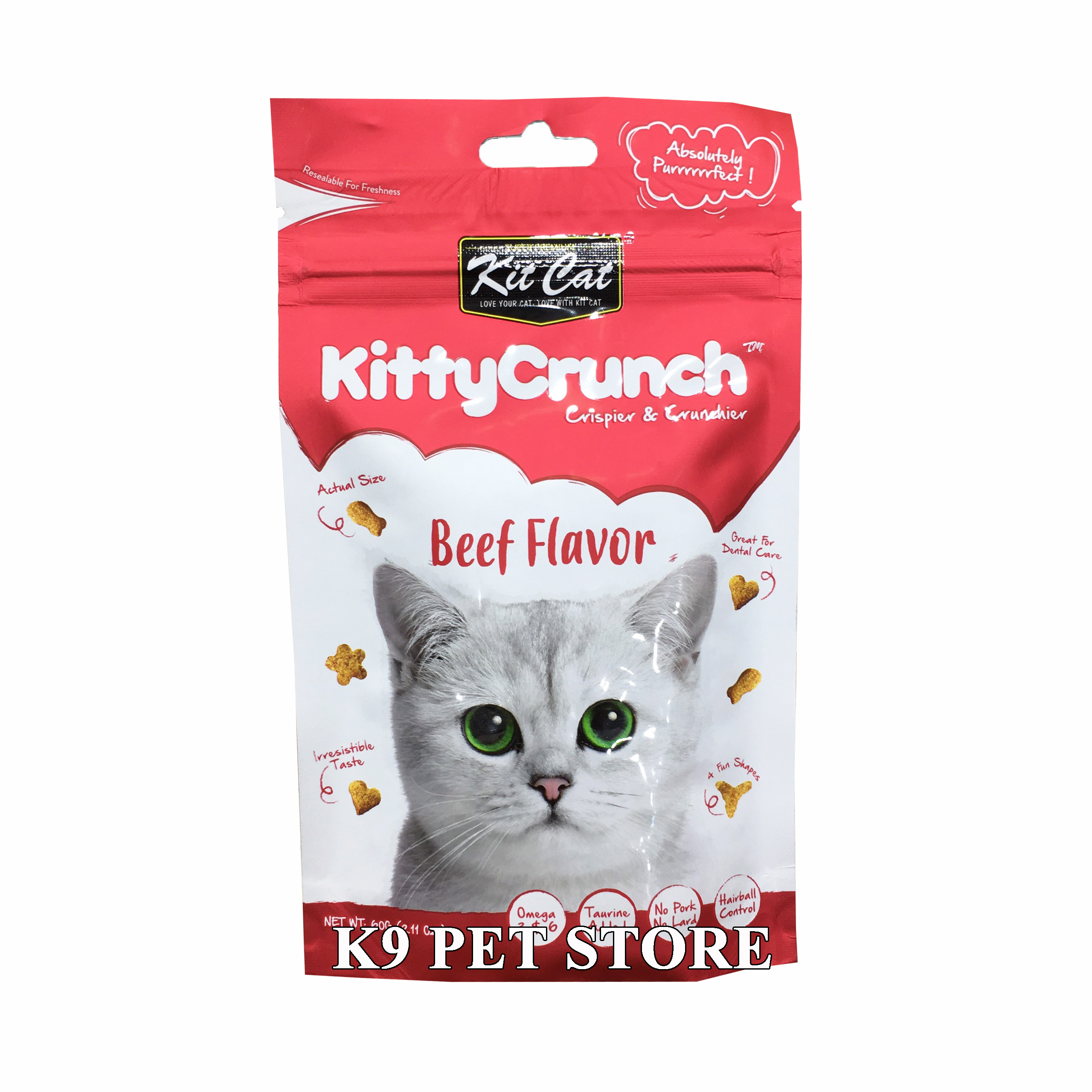 Bánh thưởng Kitcat Kitty Crunch cho mèo vị thịt bò 60g