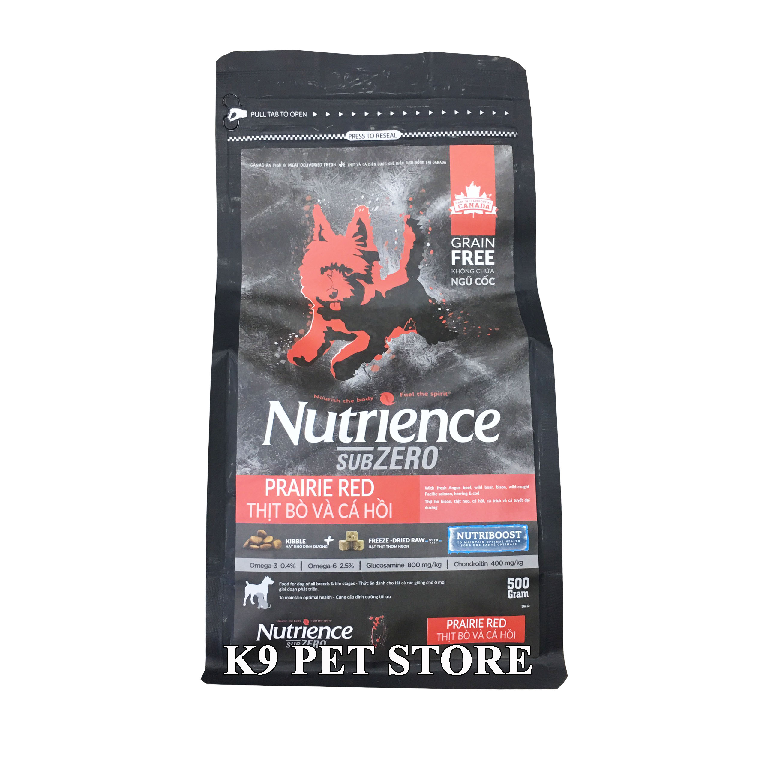 Thức ăn hạt cho chó Nutrience Subzero - Thịt bò, cá hồi & rau củ quả 500g