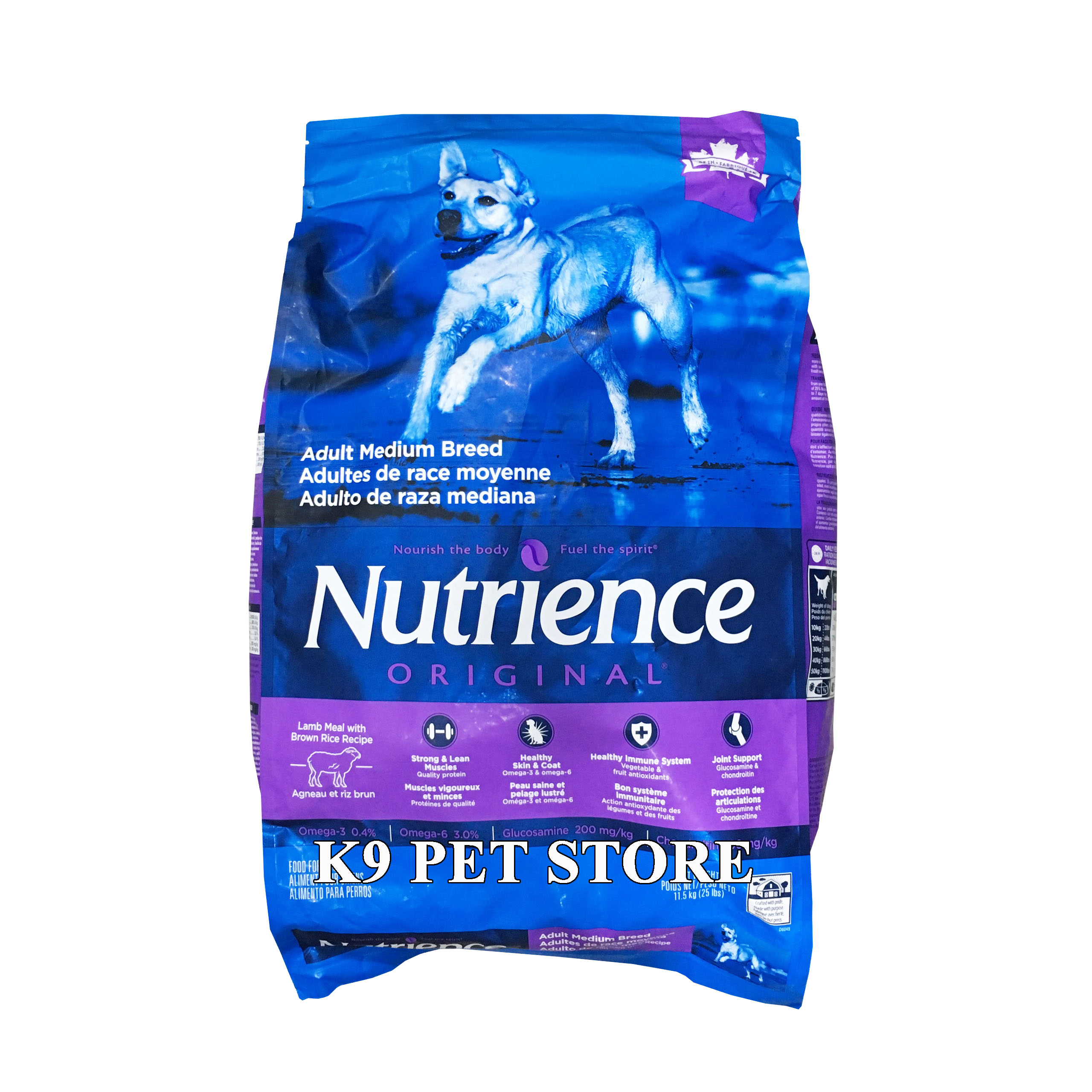 Thức ăn cho chó trưởng thành size lớn Nutrience Original - Thịt cừu, rau củ và trái cây tự nhiên 11.5kg