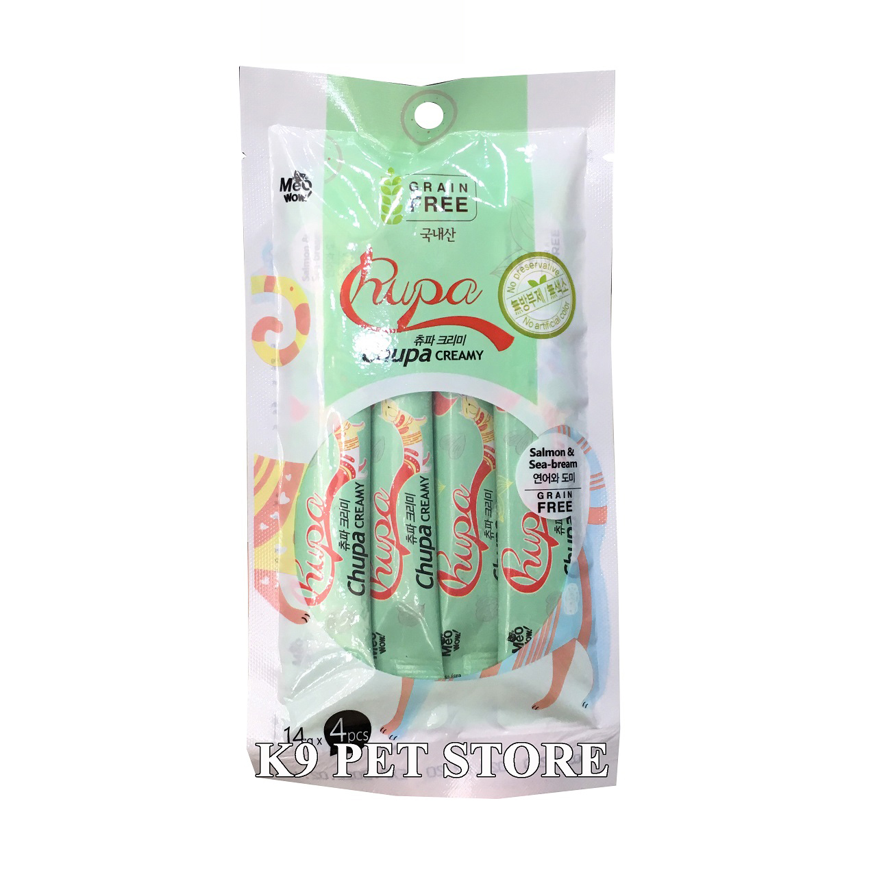 Sốt dinh dưỡng cho mèo Chupa Creamy Cá hồi & Cá tráp 14g*4pcs