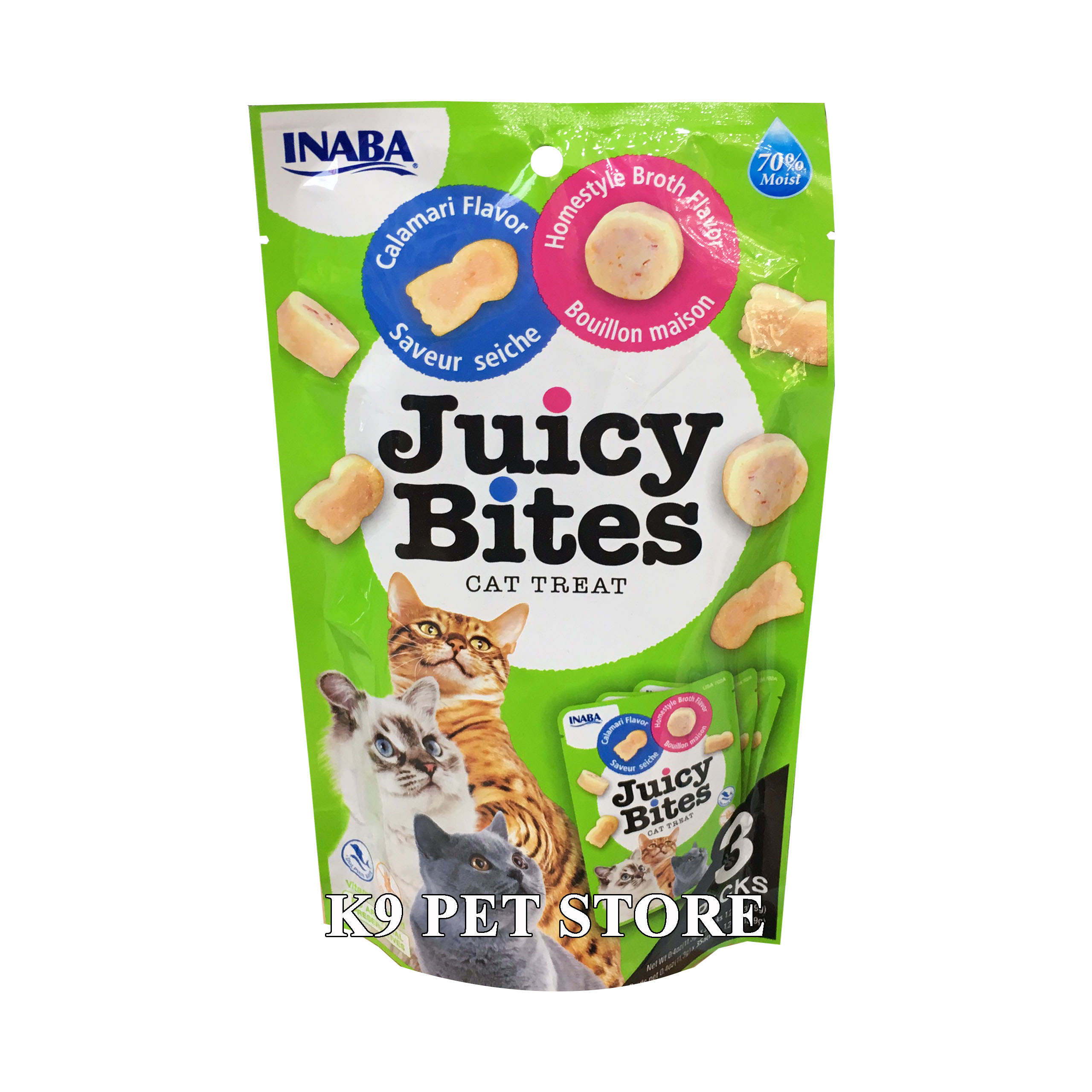 Snack Juicy Bites cho mèo vị nước hầm xương & mực 3 gói / bịch