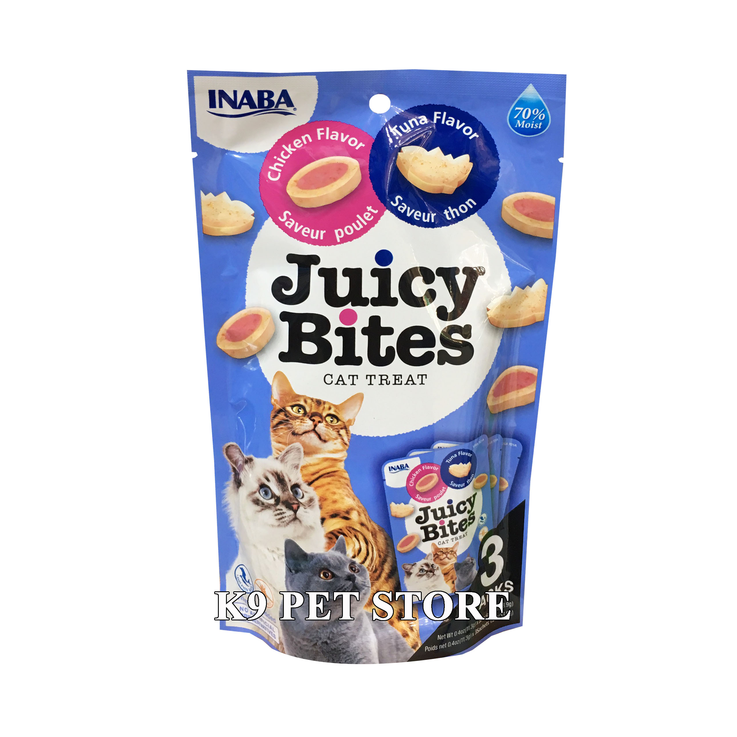 Snack Juicy Bites cho mèo vị cá ngừ và gà 3 gói / bịch