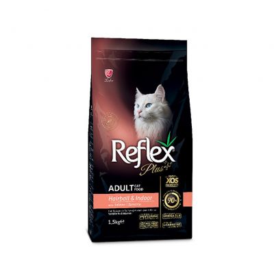Thức ăn mèo Reflex Plus Adult Hairball & indoor Salmon 1.5kg (dành cho mèo trong nhà và trị búi lông vị cá hồi)
