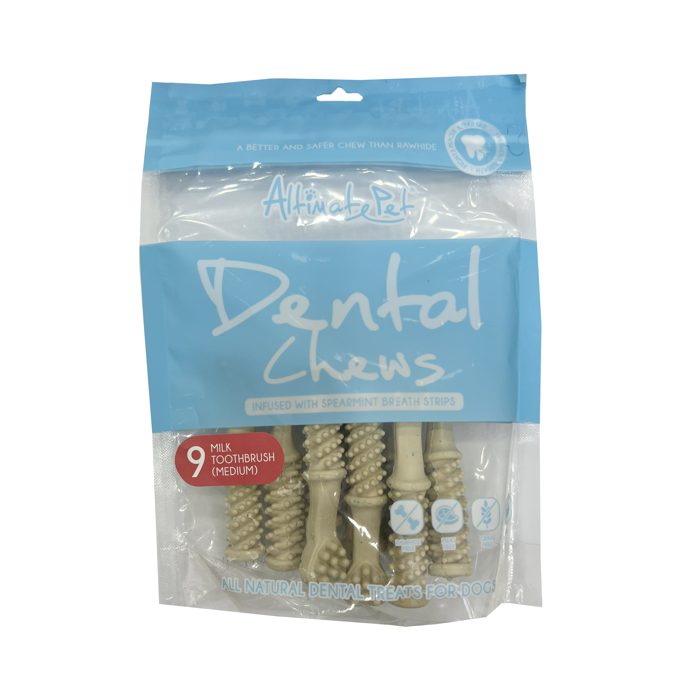 Xương Sạch Răng Altimate Pet Dental Chews (Bàn chải vị sữa 9 xương medium)