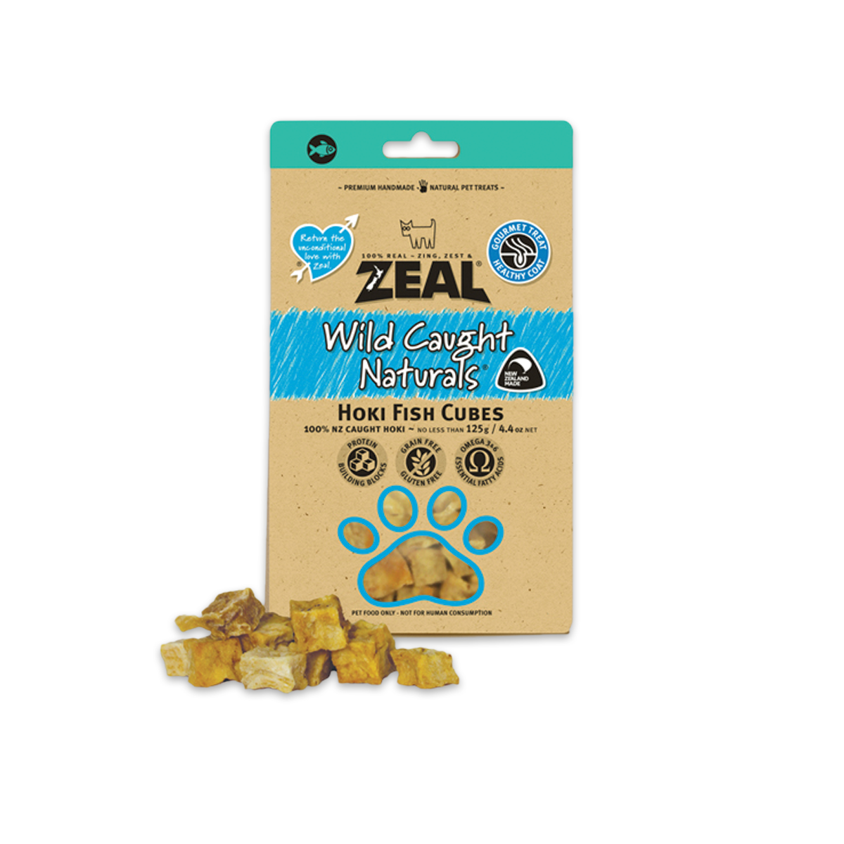 Zeal Freeze Dried Hoki Fish Cubes 125g - Cá Hoki sấy cho chó