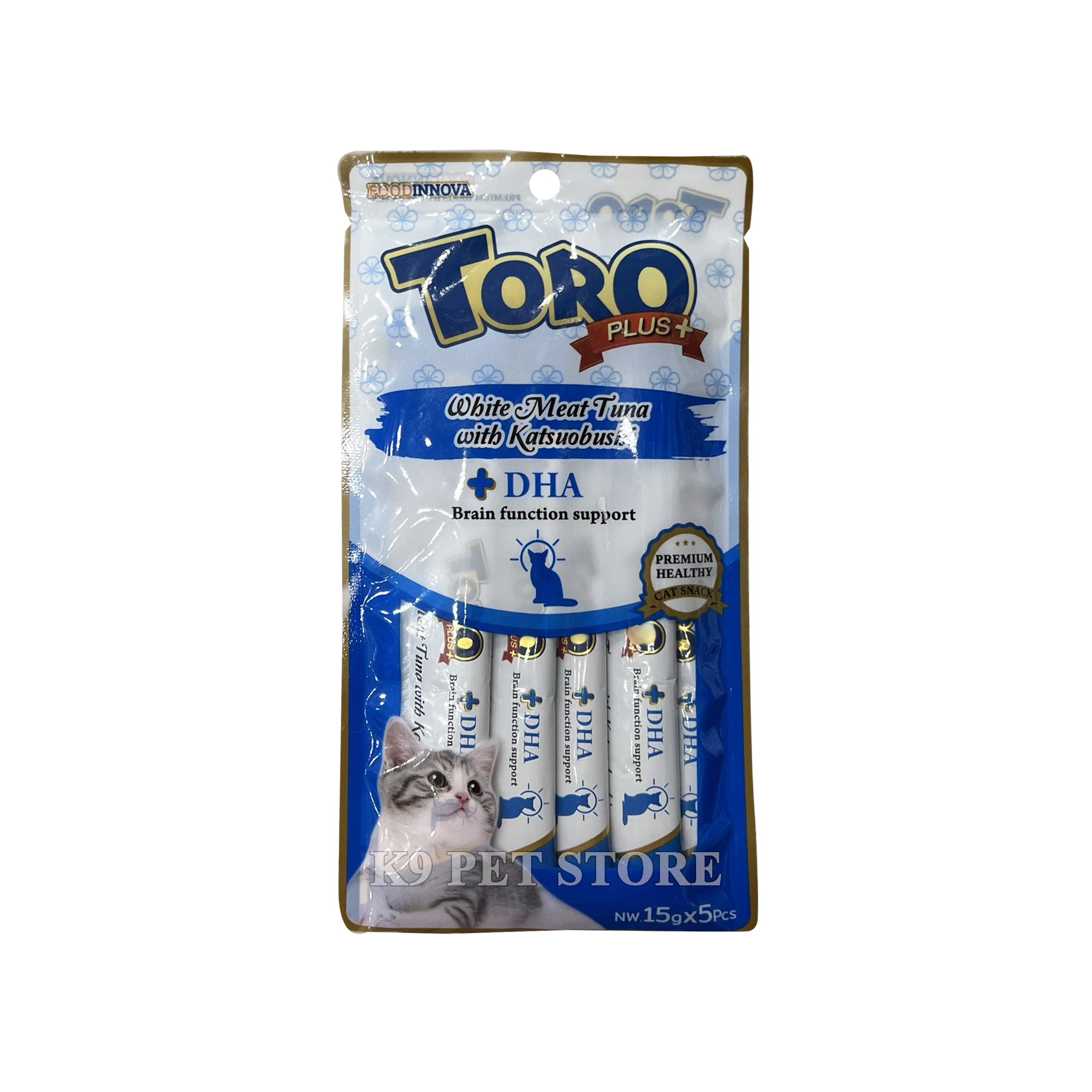 Súp thưởng cho mèo Toro Tuna and Katsuobushi Plus DHA 15gx5