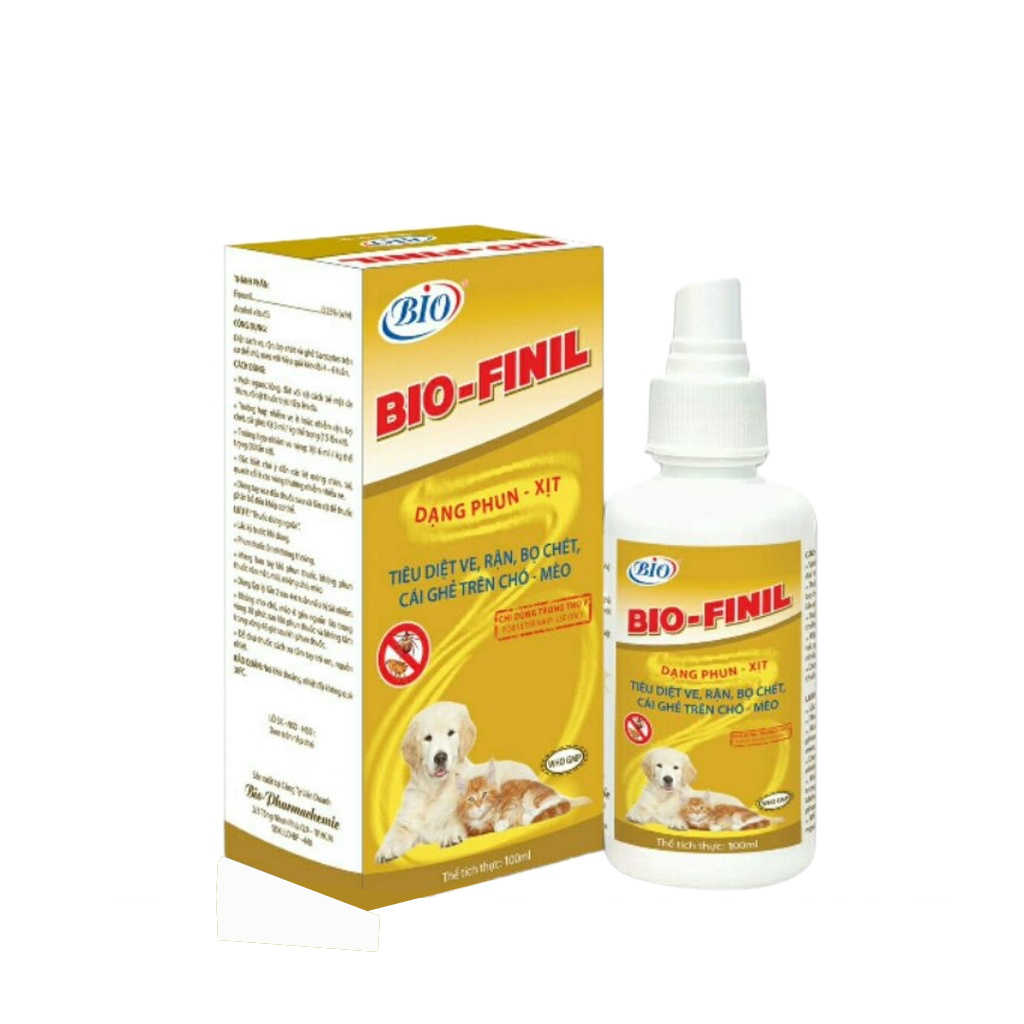 Xịt trị ve, rận cho chó, mèo Bio Finil 100ml