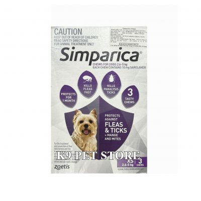 [1 viên] Simparica trị ve, rận, bọ chét, ghẻ, xà mâu, rận tai ở chó Zoetis size XS 2.6-5