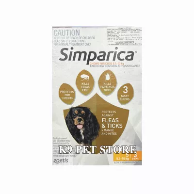 [1 viên] Simparica trị ve, rận, bọ chét, ghẻ, xà mâu, rận tai ở chó Zoetis size S 5.1-10