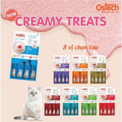 Súp thưởng cao cấp cho mèo Osteach creamy treat, bịch 4 thanh x 15gr
