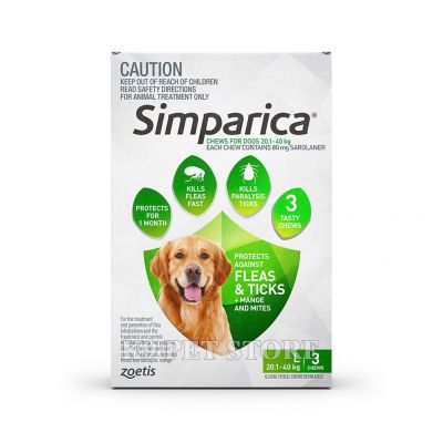 [1 viên] Simparica trị ve, rận, bọ chét, ghẻ, xà mâu, rận tai ở chó Zoetis size L 20.1 - 40kg