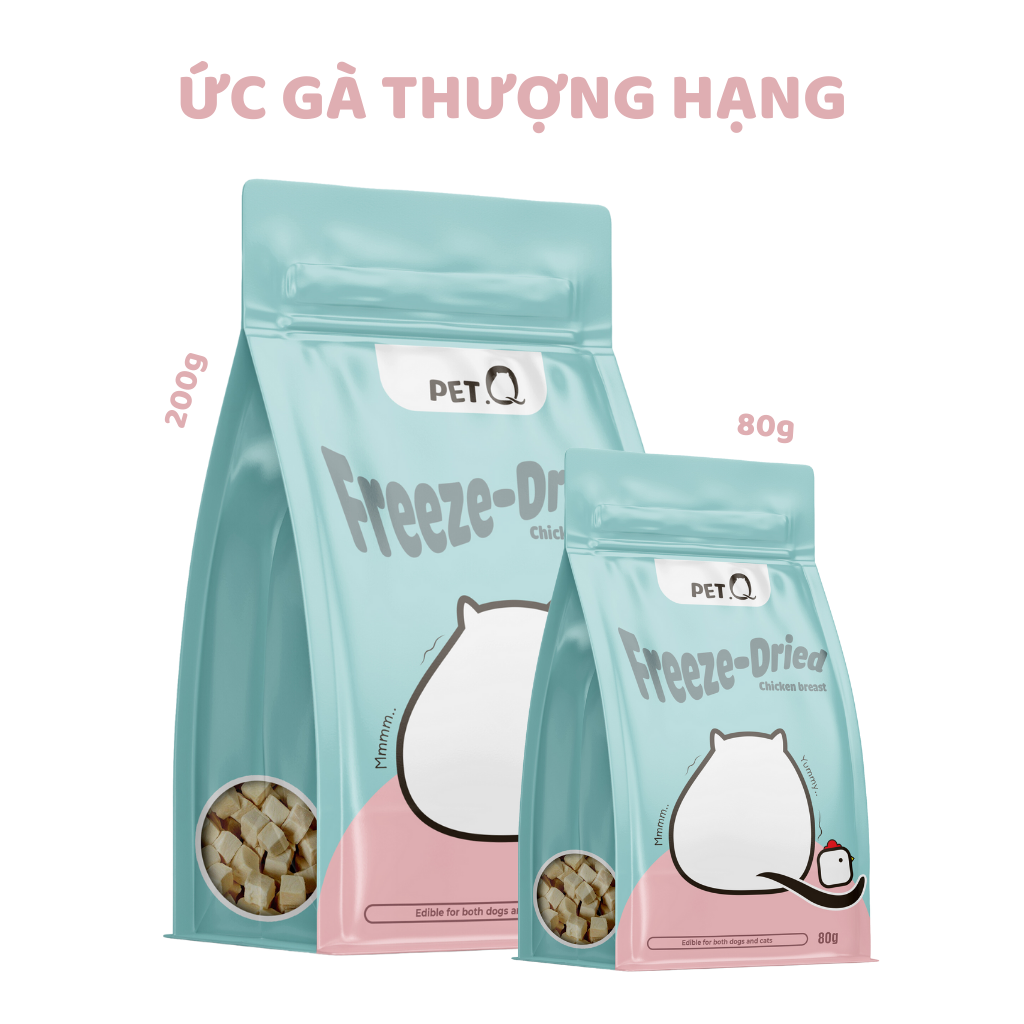 Thức ăn đông khô cho thú cưng PetQ - Ức gà 200g