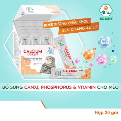 Canxi cho mèo dạng nước - Calcium Delight for cat bổ sung canxi và khoáng hộp 20 tuýp