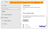 Cách xóa lịch sử bảng tạm trên Window 10