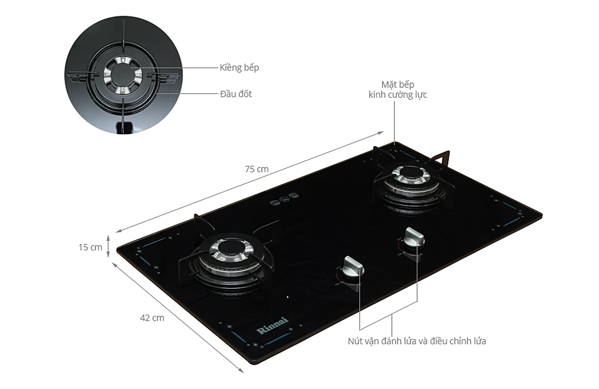 BẾP GA ÂM RINNAI RVB-212BG(SL)   