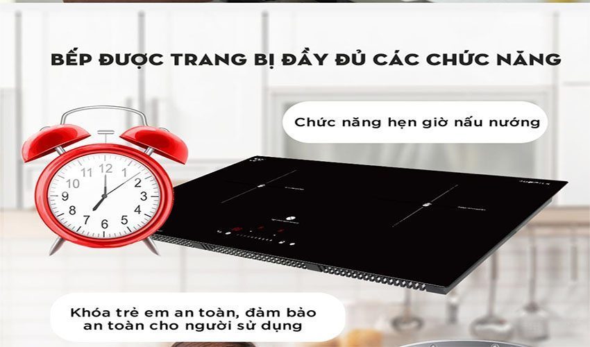 Là dòng bếp điện từ đôi hiện đại sang trọng
Thiết kế sang trọng với mặt bếp đen, sáng bóng