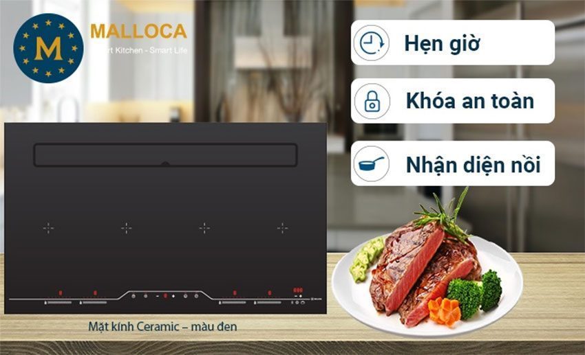 Bề mặt kính cường lực Ceramic màu đen
Điều khiển cảm ứng dễ dàng sử dụng