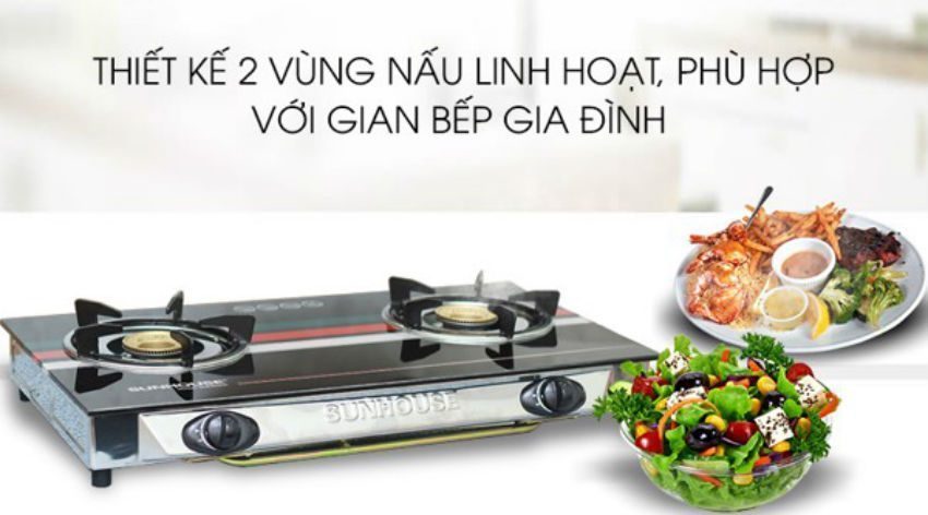 Mặt kính cường lực có họa tiết sang trọng
Kiềng bếp bằng thép tráng men bền bỉ